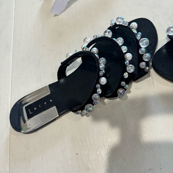 Leith Black Sandals with Pearl Embellishments - Picture 3 of 5